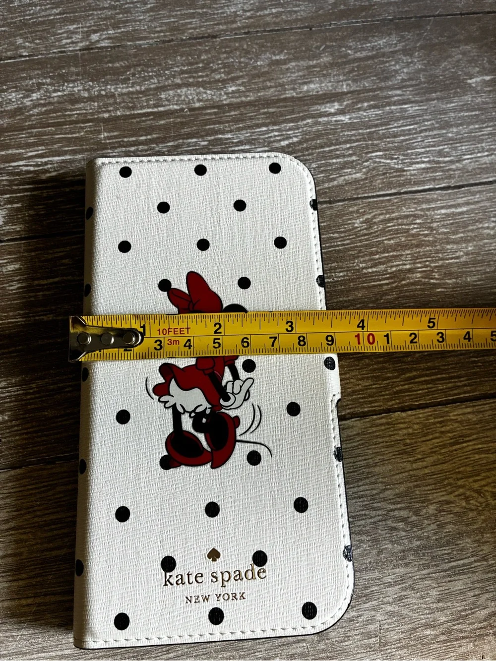 kate spade White Polka Dot Minnie Phone Wallet with Red Accents Fits IPhone 13